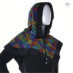 Gucci SILK MONOGRAM PSYCHEDELIC RAIN HOOD BLACK UNISEX